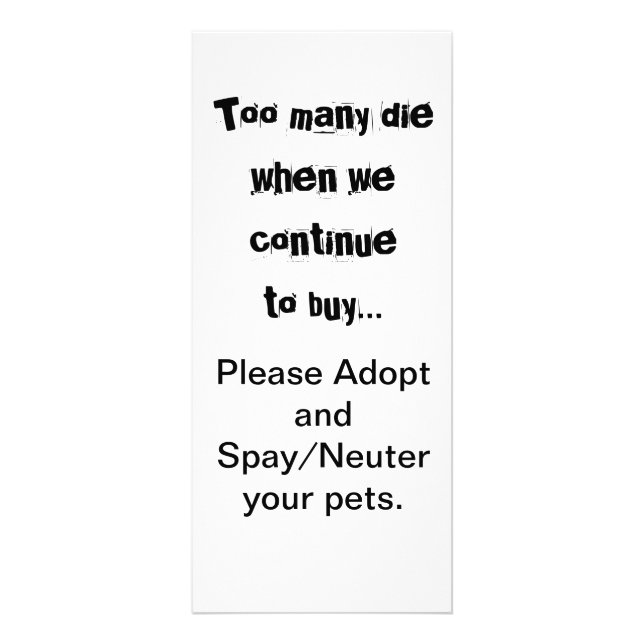 Adopt Spay Neuter Pet Overpopulation Quote Rack Card (Front)