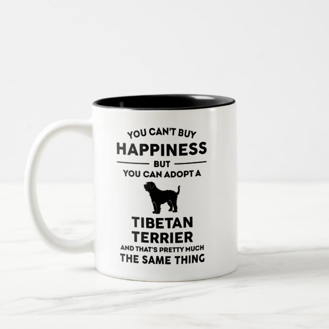 Adopt Tibetan Terrier Happiness Two-Tone Coffee Mug (Left)