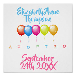 Adopted Baloons - Custom Name Date Poster