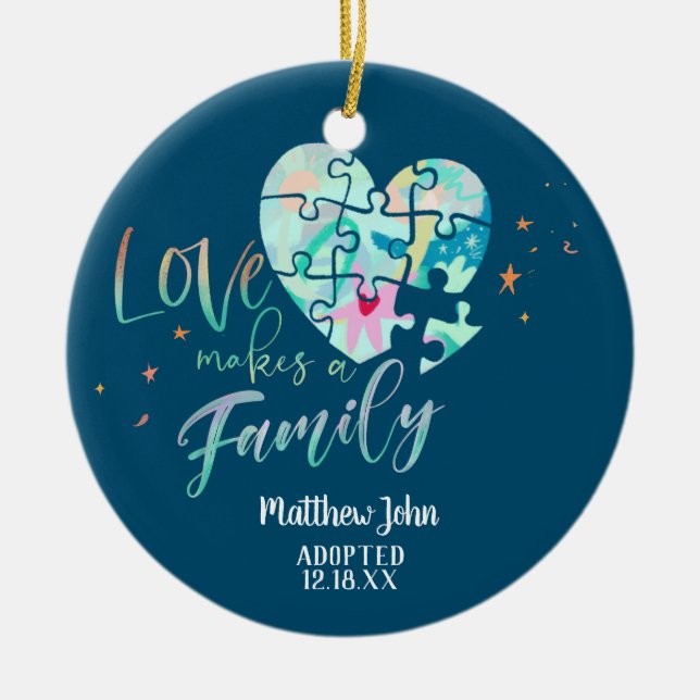 Adopted / Birth Announcement Ceramic Tree Decoration (Front)