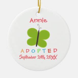 Adopted Butterfly Adoption - Custom Name Ceramic Tree Decoration