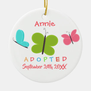 Adopted Butterfly Adoption - Custom Name Ceramic Tree Decoration