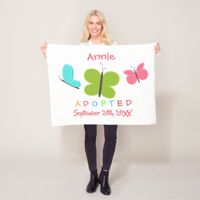 Adopted Butterfly Adoption - Custom Name Fleece Blanket (In Situ)