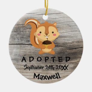 Adopted - Customised Chipmunk Adoption Gift Ceramic Tree Decoration