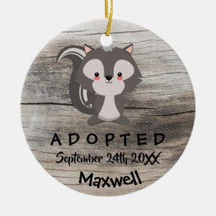Adopted - Customised Skunk Adoption Gift Ceramic Tree Decoration