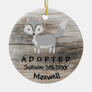 Adopted - Customised Wolf Adoption Gift Ceramic Tree Decoration