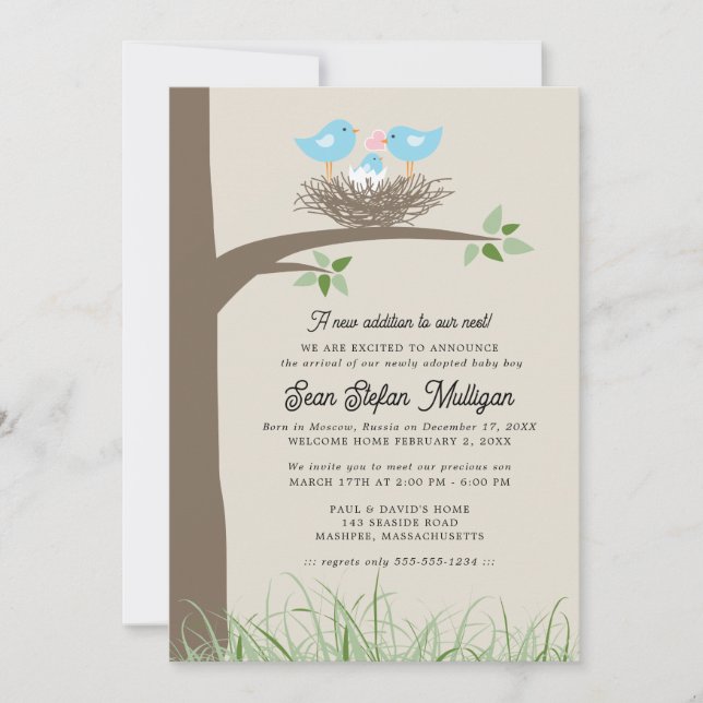 Adoption Announcement Baby Bird's Nest (Front)