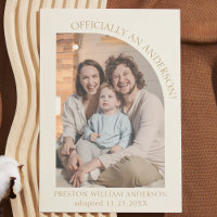 Adoption Announcement Cream Gold Modern Arch Photo