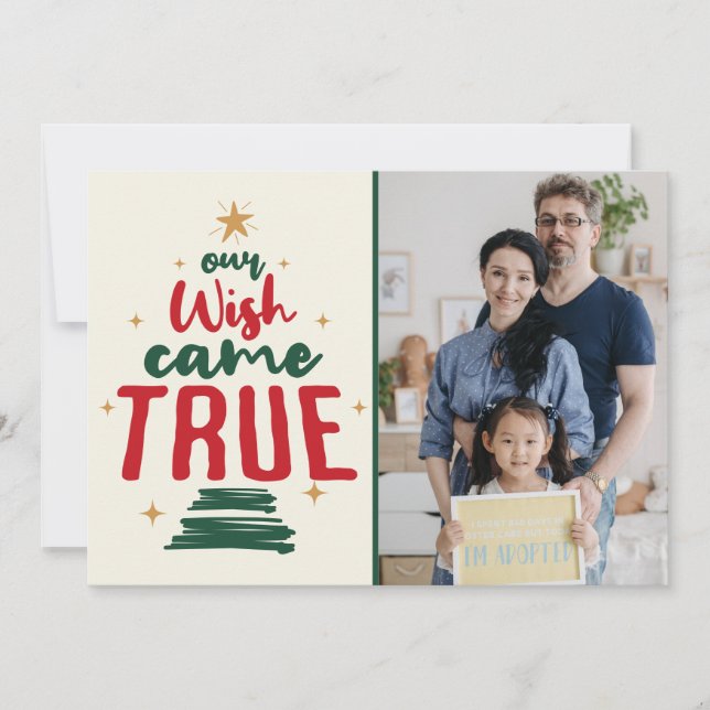 Adoption Announcement Wish Came True Holiday Card (Front)