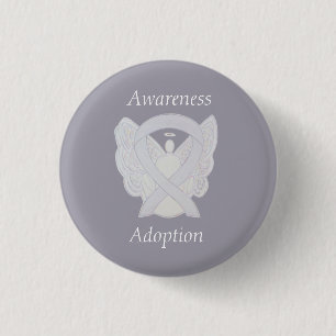 Adoption Awareness Angel White Ribbon Custom Pin