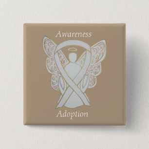 Adoption Awareness Angel White Ribbon Custom Pin