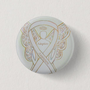 Adoption Awareness Angel White Ribbon Custom Pin