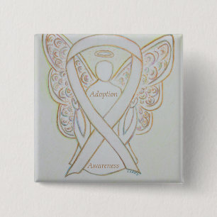 Adoption Awareness Angel White Ribbon Custom Pin