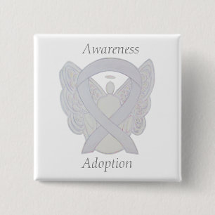 Adoption Awareness Angel White Ribbon Custom Pin