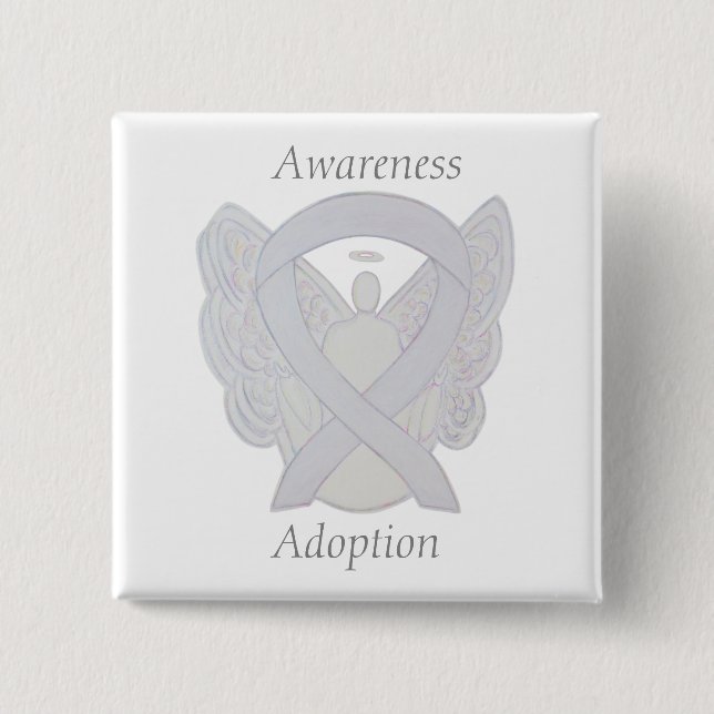 Adoption Awareness Angel White Ribbon Custom Pin (Front)