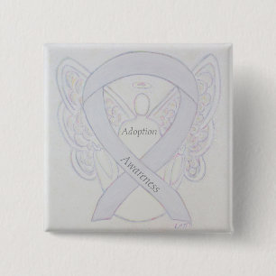 Adoption Awareness Angel White Ribbon Custom Pin