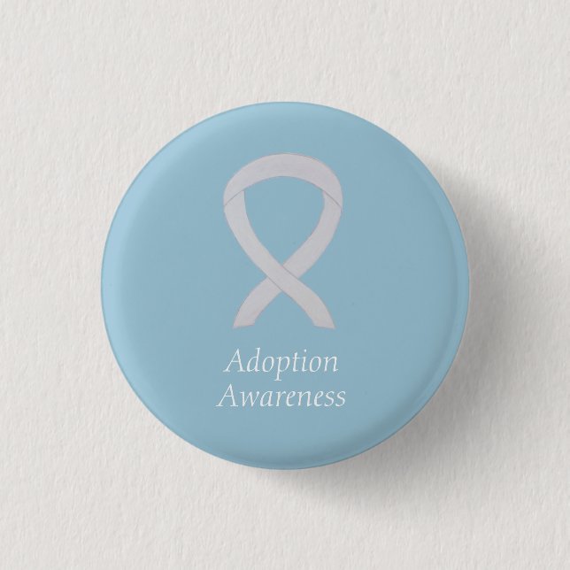 Adoption Awareness White Ribbon Custom Pin (Front)