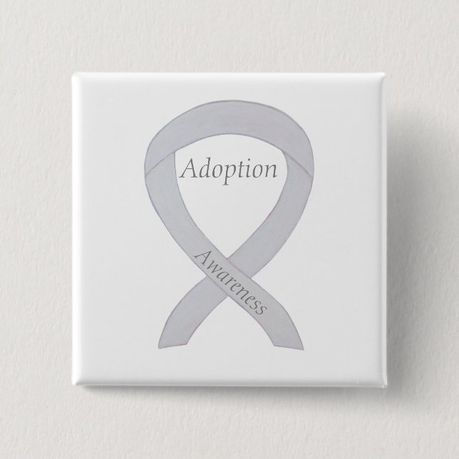 Adoption Awareness White Ribbon Custom Pin (Front)