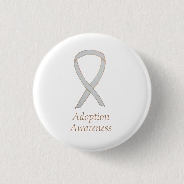 Adoption Awareness White Ribbon Custom Pin (Front)