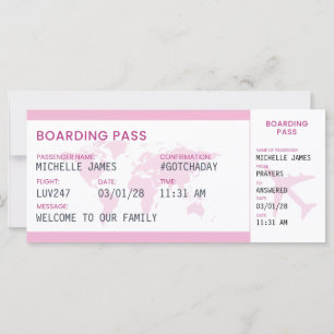 Adoption Boarding Pass Keepsake Card