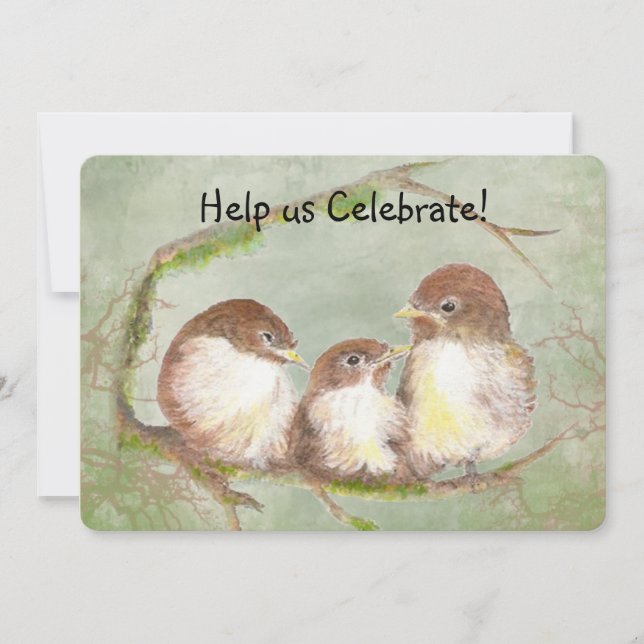 Adoption Celebration Party Sweet Bird Family Art Invitation (Front)
