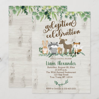 Adoption Celebration Shower Woodland Animals Invitation