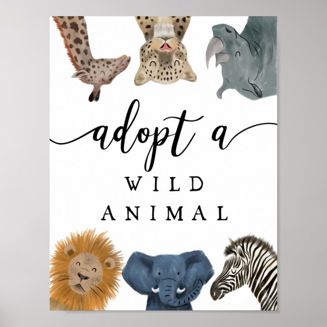 Adoption Centre | Boy Safari Birthday Party Sign (Front)