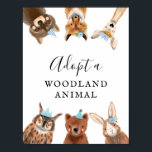 Adoption Centre | Boy Woodland Birthday Party Sign<br><div class="desc">Fun and cute sign for your child's woodland theme birthday party! It's an adoption centre poster sign for a birthday activity to adopt stuffed animals. Have a variety of stuffed animals as party favours for kids to take home and "adopt a pet." Features illustration of racoon, fox, deer, owl, bear,...</div>