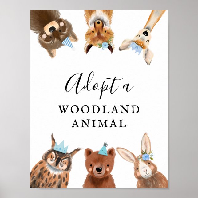 Adoption Centre | Boy Woodland Birthday Party Sign (Front)