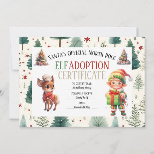 Adoption Certificate from Elf Christmas Holiday  Card