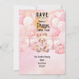 Adoption Foster Child  Girl pink theme party  Invitation