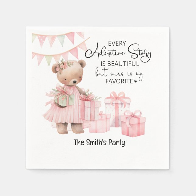 Adoption Foster Child  Girl pink theme party  Napkin (Front)