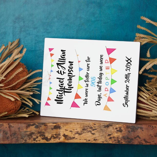 Adoption From Foster Care Announcment gotcha day Plaque (Side)