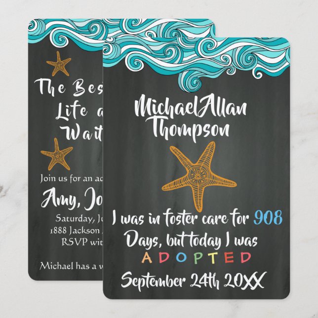 Adoption From Foster Care Announcment- Party Invitation (Front/Back)