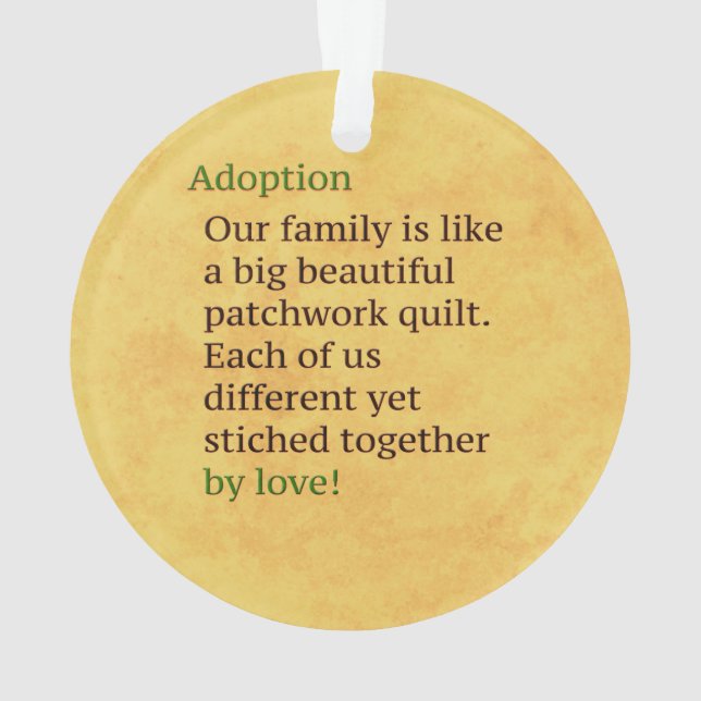 Adoption is a Patchwork Ornament (Back)