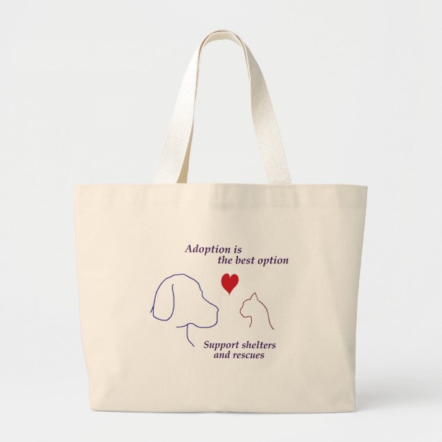 Adoption is the Best Option Large Tote Bag (Front)