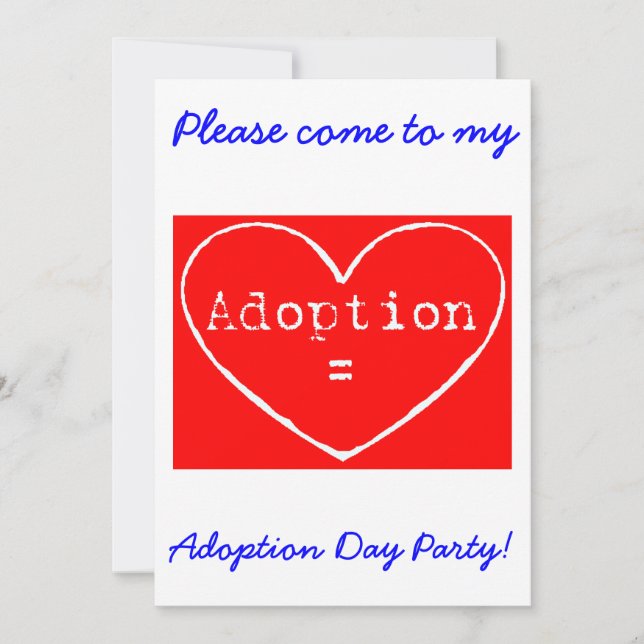 Adoption = Love White Adoption Day Party Invite (Front)