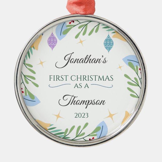 Adoption Ornament Personalised as First Christmas (Front)
