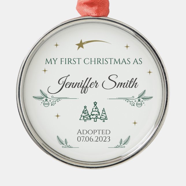 Adoption Ornament Personalised as First Christmas (Front)