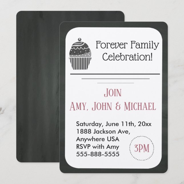 Adoption Party Chalkboard Cupcake Announcement (Front/Back)