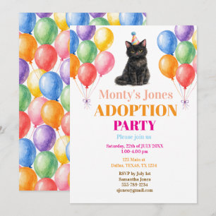 Adoption Party Gotcha day Black Cat Pet Invitation