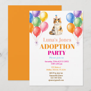 Adoption Party Gotcha day Calico Cat Pet Invitation