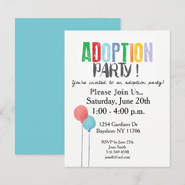 Adoption Party Invites (Front/Back)