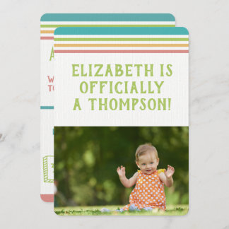 Adoption Party Modern Multi Colour Stripes Photo Invitation