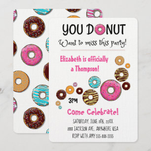 Adoption Party Modern Pink Doughnut Party Invitation