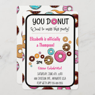 Adoption Party Modern Pink Doughnut Party Invitation