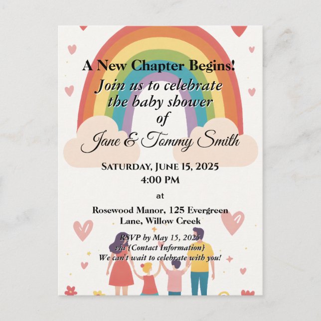 Adoption Rainbow Baby Shower Postcard (Front)