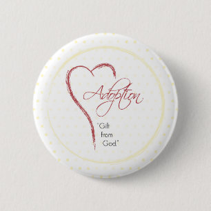 Adoption, Religious, Yellow Dots with Red Heart 6 Cm Round Badge