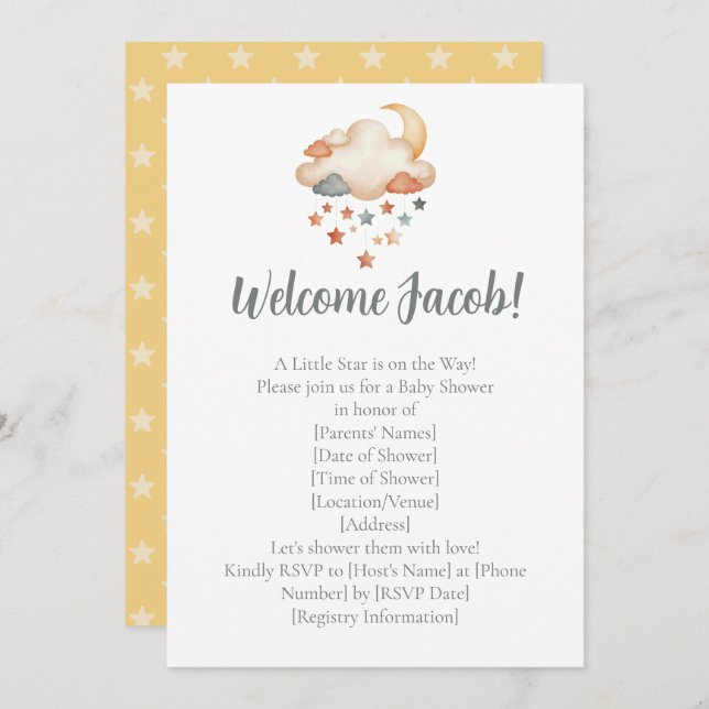 Adoption Shower Invitation – Dreamy Star Welcome (Front/Back)