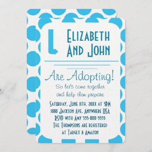 Adoption Shower Modern Blue & White Dots Invite